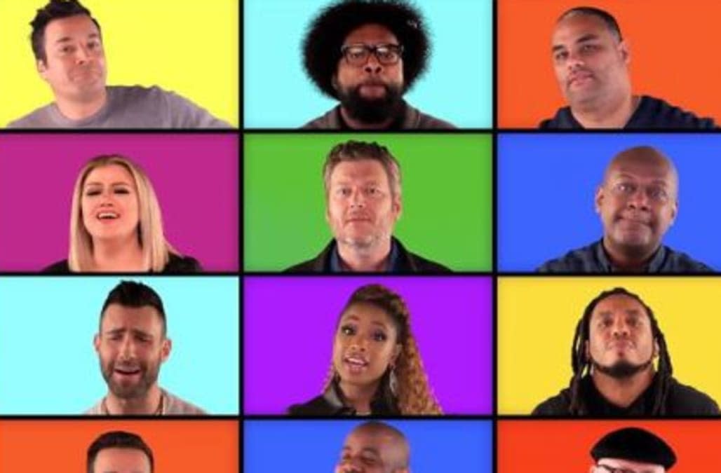 'The Voice' coaches sing epic mashup with Jimmy Fallon on 'The Tonight