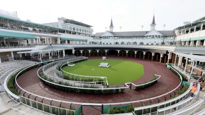 Getty Images - LOUISVILLE, KENTUCKY - APRIL 28: The redesigned paddock is pictured during the morning training for the Kentucky Derby at Churchill Downs on April 28, 2024 in Louisville, Kentucky.  (Photo by Andy Lyons/Getty Images)