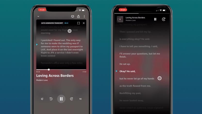 Amazon Music synchronized podcast transcripts