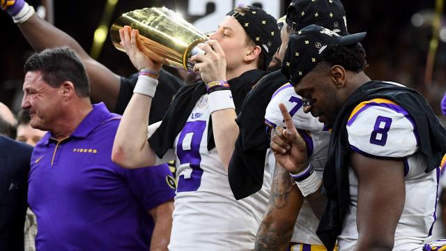 President Trump hosts LSU football team at the White House