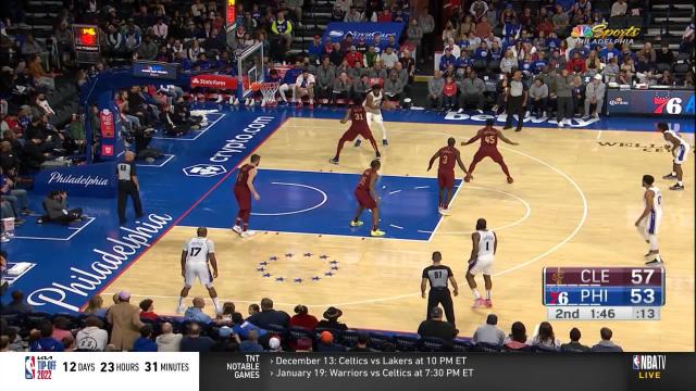 Tyrese Maxey with a deep 3 vs the Cleveland Cavaliers