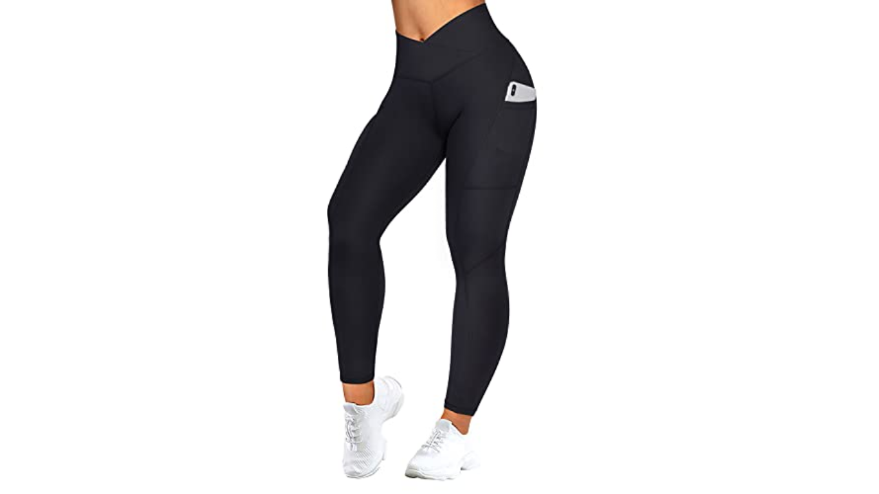 Fold Over Yoga Pants for Women Tapered Leggings Criss Cross Lace-up Bottom  Quick Dry Pockets Comfy Workout Outfits 