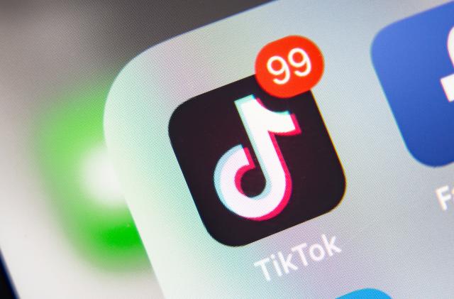 Tyumen, Russia - January 21, 2020: TikTok and Facebook application  on screen Apple iPhone XR