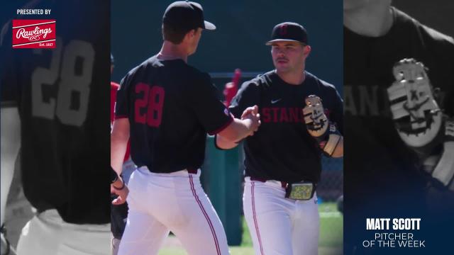 Stanford's Matt Scott secures Pac-12 Pitcher of the Week award, presented by Rawlings