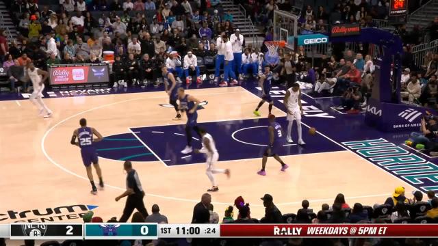 Nicolas Claxton with an alley oop vs the Charlotte Hornets