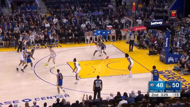 Klay Thompson with a 3-pointer vs the Oklahoma City Thunder