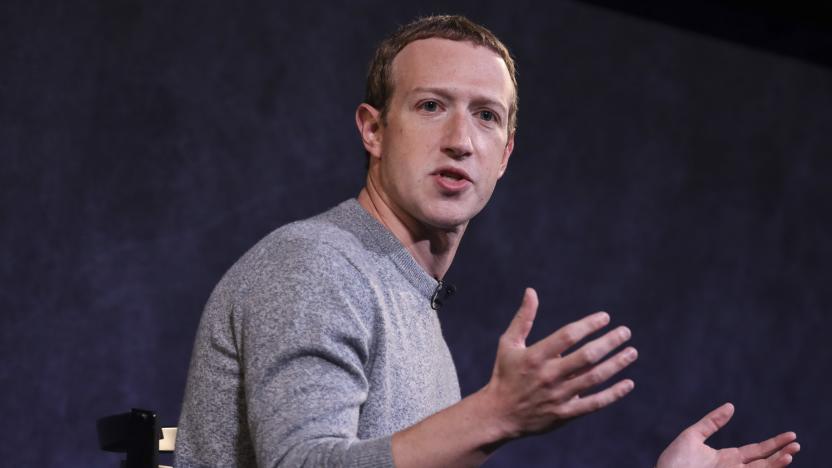 NEW YORK, NY - OCTOBER 25: Facebook CEO Mark Zuckerberg speaks about the new Facebook News feature at the Paley Center For Media on October 25, 2019 in New York City. Facebook News, which will appear in a new dedicated section on the Facebook app, will offer stories from a mix of publications, including The New York Times, The Wall Street Journal and The Washington Post, as well as other digital-only outlets.(Photo by Drew Angerer/Getty Images)