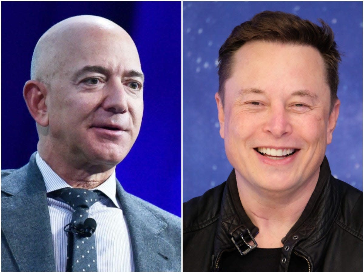 Elon Musk says he's sending Jeff Bezos a silver medal and a 'giant statue' of the number 2 after surpassing him again to become the world's richest person