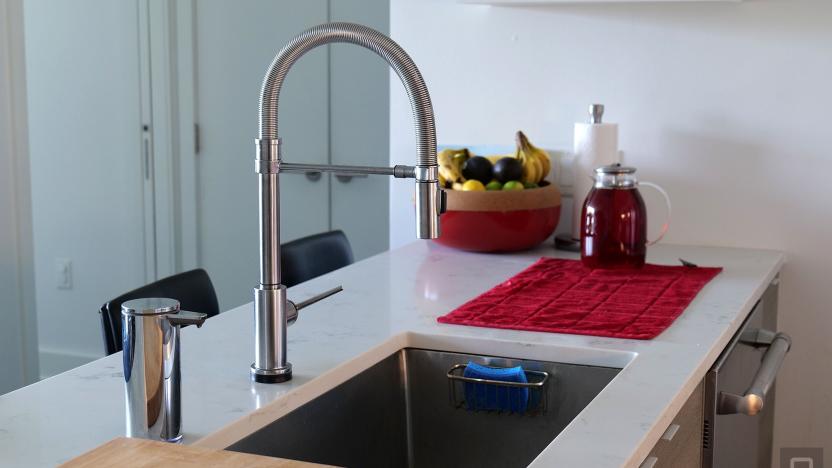 Delta's Trinsic Pro faucet with touch-sensitive Touch2O technology. 