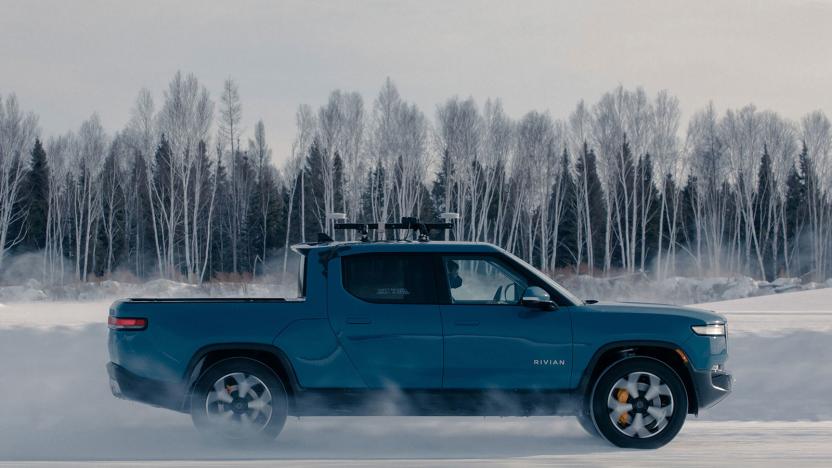 Rivian R1T electric truck in cold weather testing