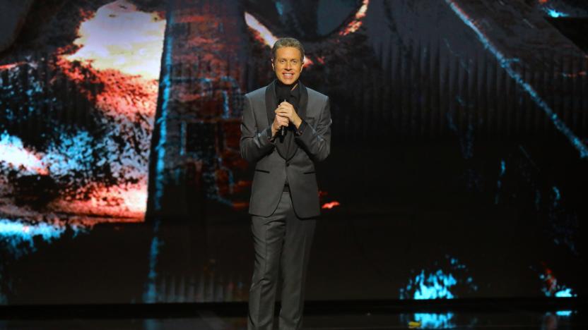 LOS ANGELES, CALIFORNIA - DECEMBER 12:  Geoff Keighley speaks  onstage during The Game Awards 2019 at Microsoft Theater on December 12, 2019 in Los Angeles, California. (Photo by JC Olivera/Getty Images)