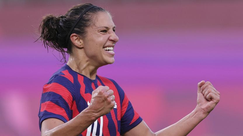 Tokyo 2020 Olympics - Soccer Football - Women - Bronze medal match - Australia v United States - Ibaraki Kashima Stadium, Ibaraki, Japan - August 5, 2021. Carli Lloyd of the United States celebrates scoring their fourth goal REUTERS/Henry Romero