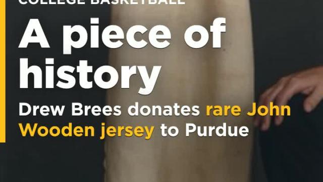 Drew Brees donates rare John Wooden jersey to Purdue