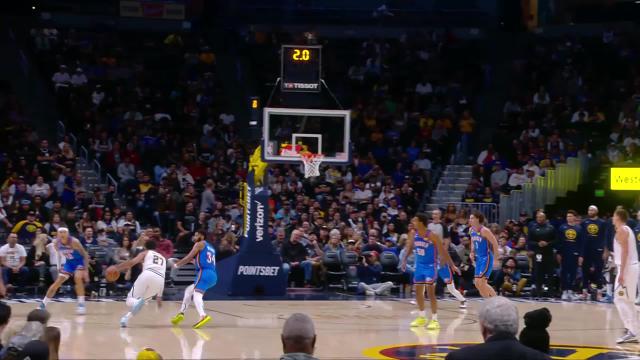 Jamal Murray with a last basket of the period vs the Oklahoma City Thunder