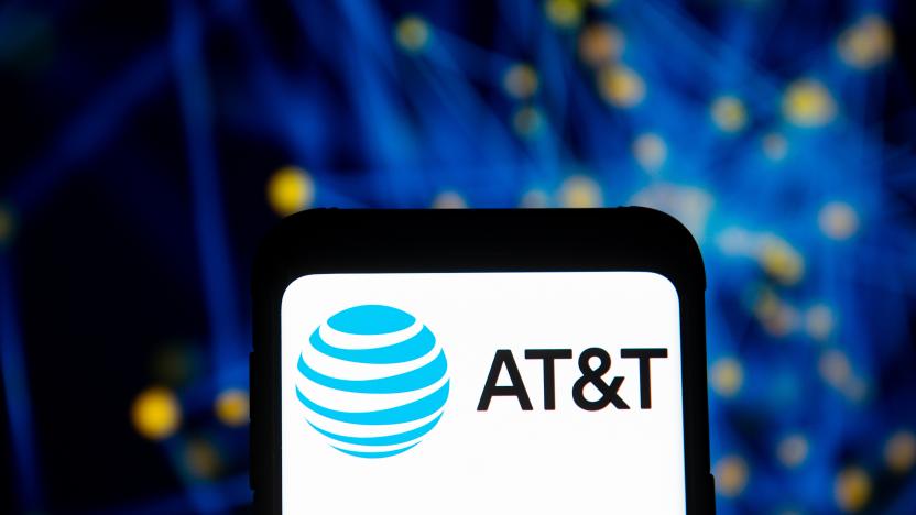 POLAND - 2020/03/23: In this photo illustration an At&T logo seen displayed on a smartphone. (Photo Illustration by Mateusz Slodkowski/SOPA Images/LightRocket via Getty Images)