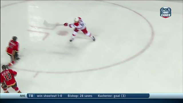 Jeff Skinner goes five-hole on Karri Ramo