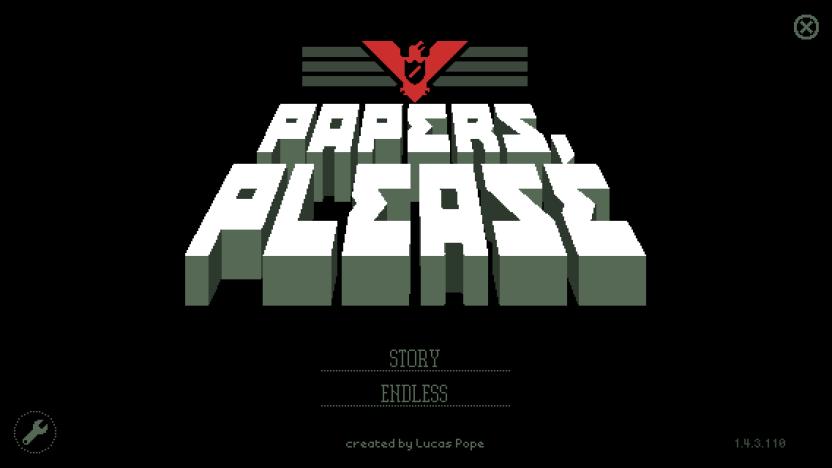 The logo for 'Papers, Please'.