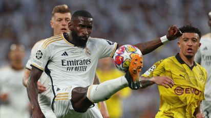 Getty Images - Real Madrid's German defender #22 Antonio Rudiger controls the ball during the UEFA Champions League final football match between Borussia Dortmund and Real Madrid, at Wembley stadium, in London, on June 1, 2024. (Photo by Adrian DENNIS / AFP) (Photo by ADRIAN DENNIS/AFP via Getty Images)