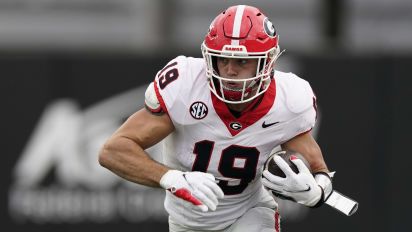 Associated Press - Georgia tight end Brock Bowers (19) runs the ball after a catch against Vanderbilt in the first half of an NCAA college football game Saturday, Oct. 14, 2023, in Nashville, Tenn. (AP Photo/George Walker IV)