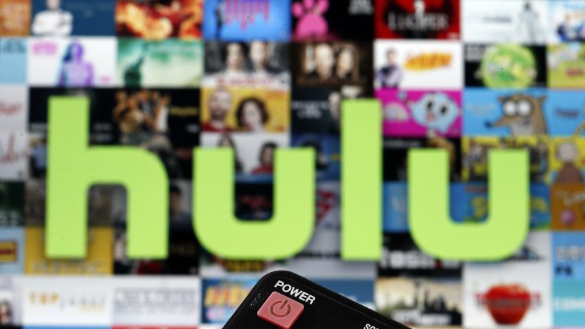 PARIS, FRANCE - MARCH 28: In this photo illustration, a remote control is seen in front of a television screen showing a Hulu logo on March 28, 2020 in Paris, France. As the Coronavirus moves to the U.S., Disney has announced that it will provide a free 24/7 ABC news feed to Hulu Live to On-Demand subscribers. (Photo Illustration by Chesnot/Getty Images)