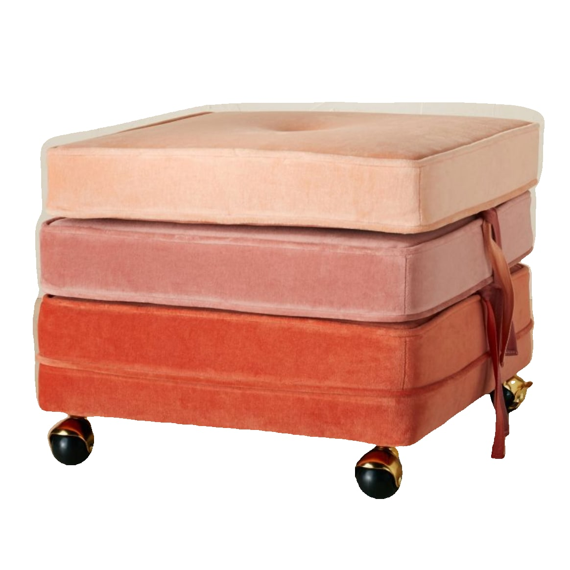 Pair of Pink Midcentury Rolling Ottomans at 1stDibs