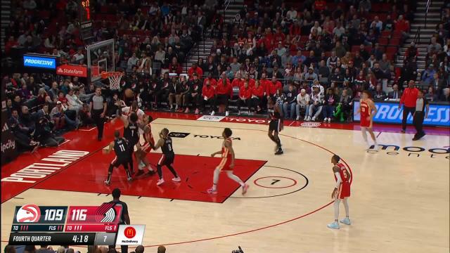 John Collins with an and one vs the Portland Trail Blazers