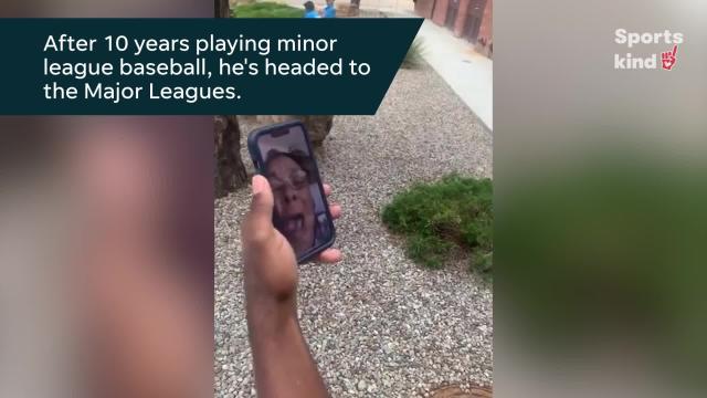 Watch longtime minor leaguer Wynton Bernard tearfully tell his mom he made it to the MLB