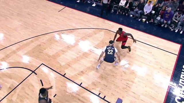 Pascal Siakam with an and one vs the New Orleans Pelicans