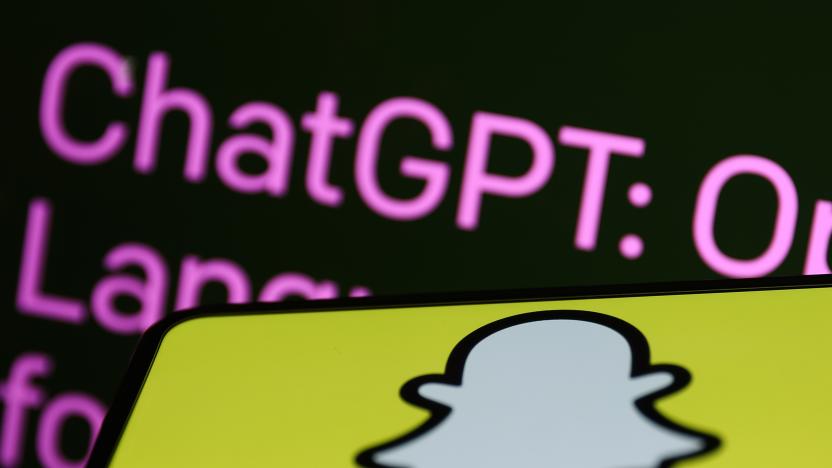 OpenAI ChatGPT website displayed on a laptop screen and Snapchat logo displayed on a phone screen are seen in this illustration photo taken in Krakow, Poland on February 27, 2023. (Photo by Jakub Porzycki/NurPhoto via Getty Images)