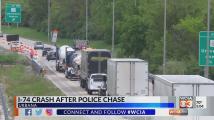 Police chase leads to Monday I-74 crash, closure