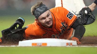 Getty Images - SAN FRANCISCO, CALIFORNIA - MAY 31: Patrick Bailey #14 of the San Francisco Giants is tagged out at first base by Anthony Rizzo #48 of the New York Yankees in the bottom of the fifth inning at Oracle Park on May 31, 2024 in San Francisco, California. (Photo by Thearon W. Henderson/Getty Images)