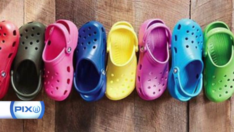 translucent crocs on feet