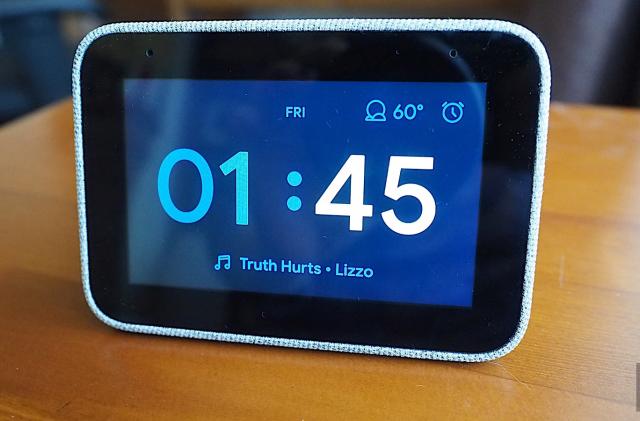 Lenovo Smart Clock on a nightstand