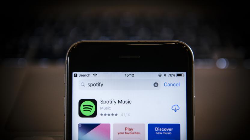 The Spotify applications is seen on an iPhone in this photo illustration on June 18, 2018. (Photo by Jaap Arriens/NurPhoto via Getty Images)