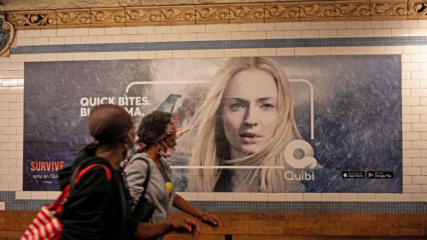 Quibi poster in a New York subway station.