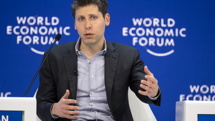 OpenAI CEO Sam Altman gestures during a session of the World Economic Forum (WEF) meeting in Davos on January 18, 2024. (Photo by Fabrice COFFRINI / AFP) (Photo by FABRICE COFFRINI/AFP via Getty Images)