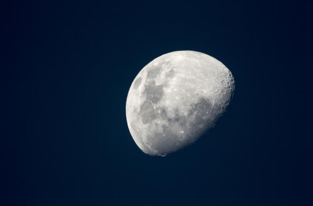 View of the moon from Montevideo, Uruguay.Moon phase: Waxing Gibbous.