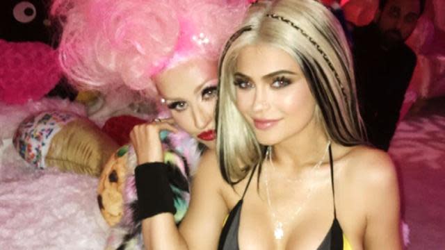 Kylie Jenner Recycles Iconic Xtina Outfit To Hang With And Smooch