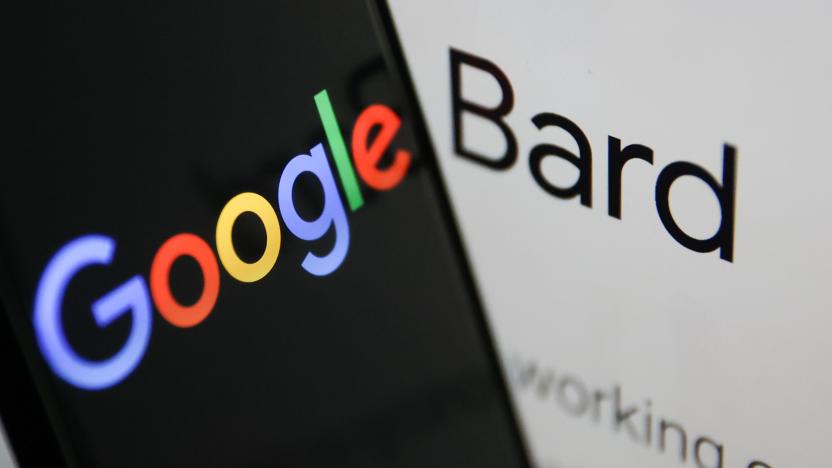 Google logo displayed on a phone screen and Bard sign on Google website displayed on a screen are seen in this illustration photo taken in Krakow, Poland on February 6, 2023. (Photo by Jakub Porzycki/NurPhoto via Getty Images)