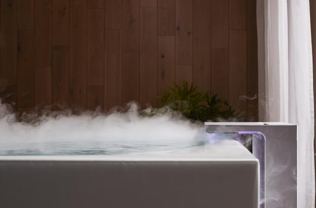 Kohler's Stillness Bath takes inspiration from Japanese forest bathing and aims to replicate a spa experience with the help of light, fog, and aromas.