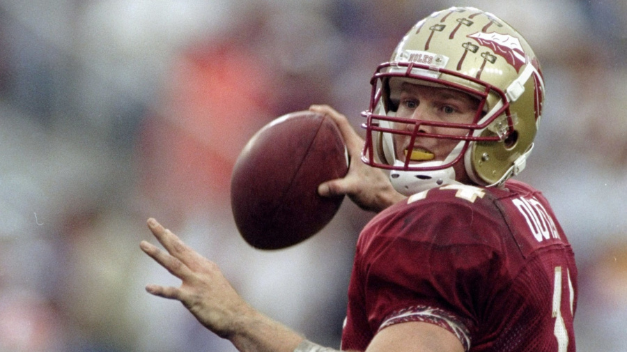 Getty Images - 21 Nov 1998: Quarterback Marcus Outzen #14 of the Florida State Seminoles in action during the game against the Florida Gators at the Doak Campbell Stadium in Tallahassee, Florida. The Seminoles defeated the Gators 23-12.