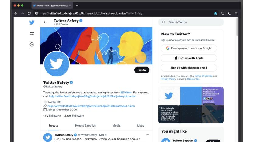 A screenshot of Twitter's Tor service.