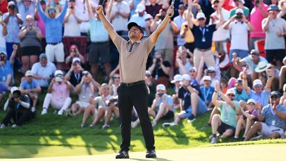 Getty Images - LOUISVILLE, KENTUCKY - MAY 19: Xander Schauffele of the United States celebrates after winning on the 18th green during the final round of the 2024 PGA Championship at Valhalla Golf Club on May 19, 2024 in Louisville, Kentucky. (Photo by Ross Kinnaird/Getty Images)