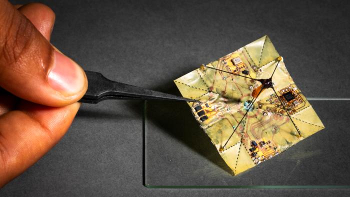 An image of an origami-inspired microflier.