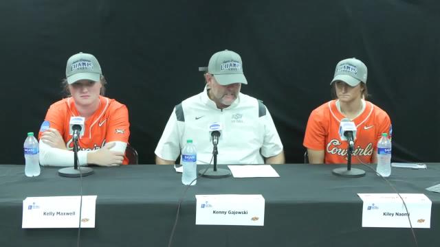 Watch: OSU softball's Kenny Gajewski, Kelly Maxwell, Kiley Naomi talk about win vs. Oregon
