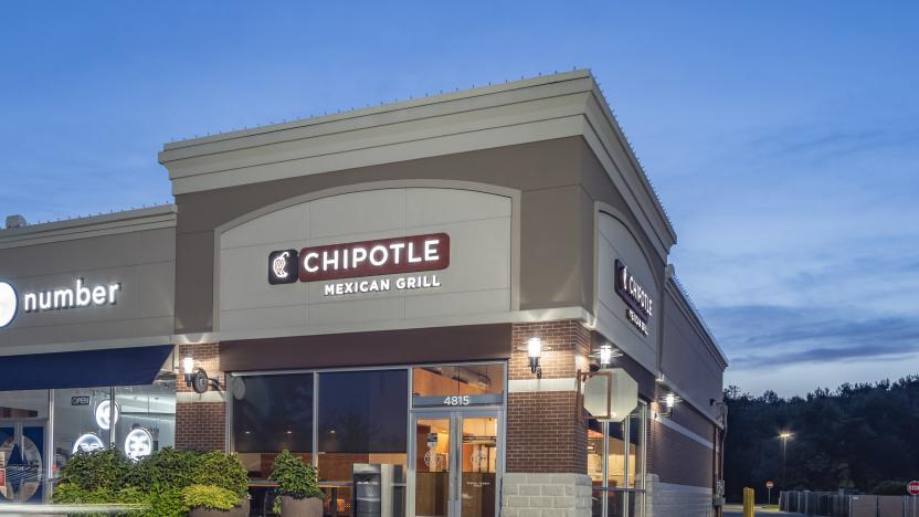 New Hartford, New York - Aug 18, 2019: Night View of Chipotle Mexican Grill Restaurant, Chipotle is an American Fast Food Brand Specialized in Grill & Mexican Food.