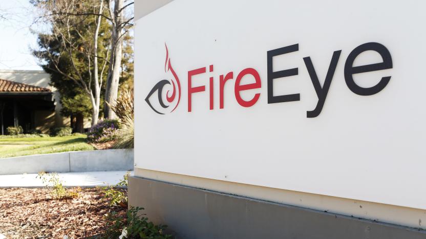 The FireEye logo is seen outside the company's offices in Milpitas, California, December 29, 2014. FireEye is the security firm hired by Sony to investigate last month's cyberattack against Sony Pictures. Picture taken December 29.     REUTERS/Beck Diefenbach (UNITED STATES - Tags: BUSINESS SCIENCE TECHNOLOGY CRIME LAW LOGO)