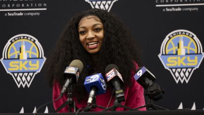 Getty Images - Newly drafted Chicago Sky player Angel Reese answers media questions at Sachs Recreation Center in Deerfield, Ilinois, on April 24, 2024. (Eileen T. Meslar/Chicago Tribune/Tribune News Service via Getty Images)