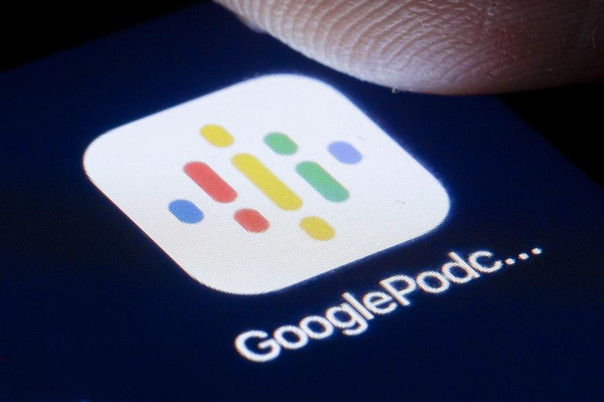BERLIN, GERMANY - APRIL 22: The logo of GooglePodcast is shown on the display of a smartphone on April 22, 2020 in Berlin, Germany. (Photo by Thomas Trutschel/Photothek via Getty Images)