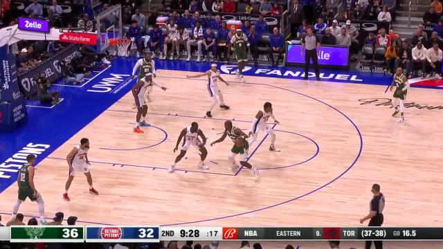 Khris Middleton with an and one vs the Detroit Pistons